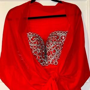 Strapless red long dress